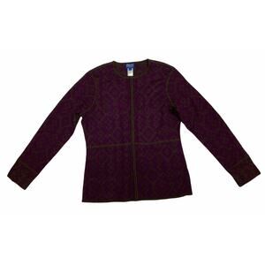 Pendleton 100% Merino Wool Full Zip Sweater Jacket Size L Large Vintage Purple